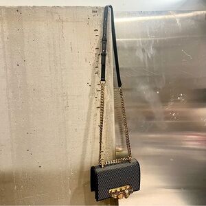 $4290 Alexander McQueen Rivet Embellished Four Ring Knuckle Mini Jewel Satchel